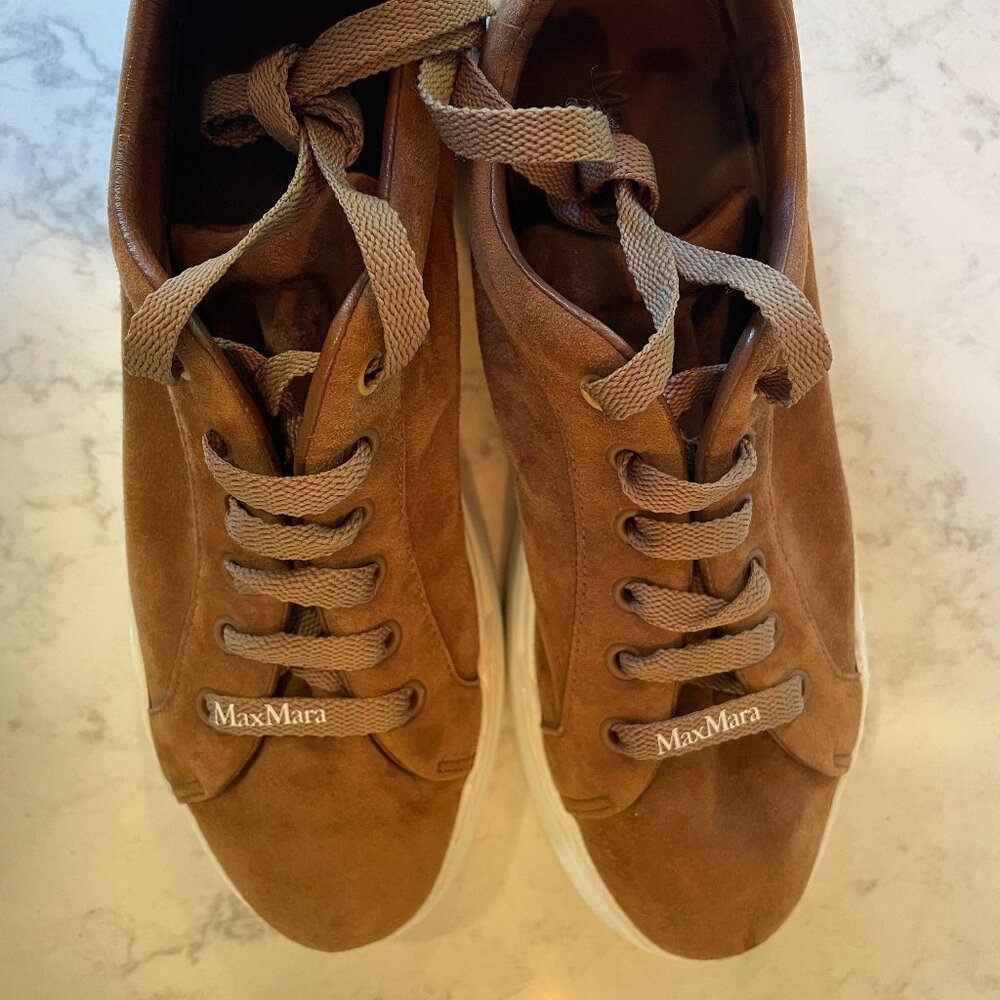 Max Mara Super Suede caramel suede sneakers, size 37.5 (fit like a 38-38.5!)
